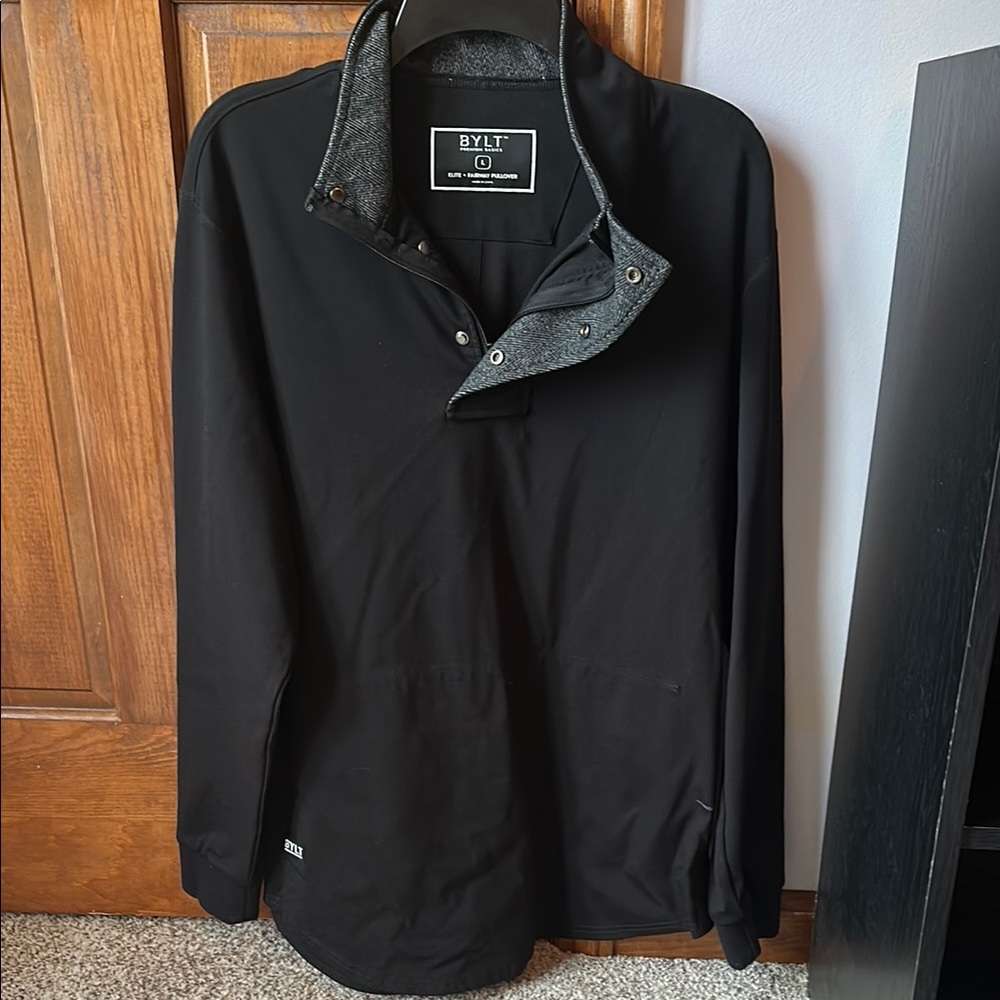 BYLT Basics Black Lightweight Shirt Jacket with Stand-Up Collar